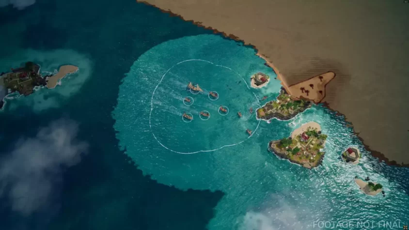 Геймплей с кораблями и островами на фоне красивого моря