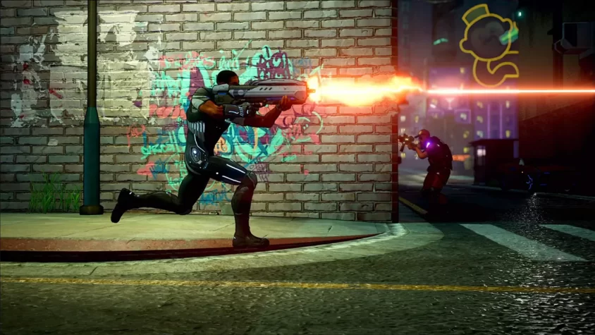 Персонаж стреляет в Crackdown 3