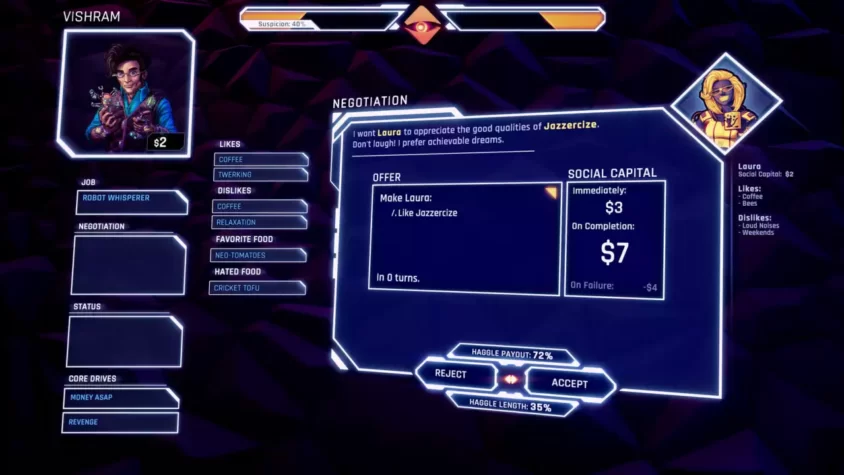 Переговоры в игре ctrl.alt.DEAL с персонажем Vishram