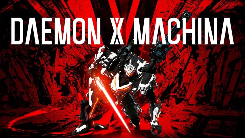 Daemon X Machina – киберпанковая битва мехов на фоне апокалипсиса Обложка игры Daemon X Machina с мехом и ярким красным фоном