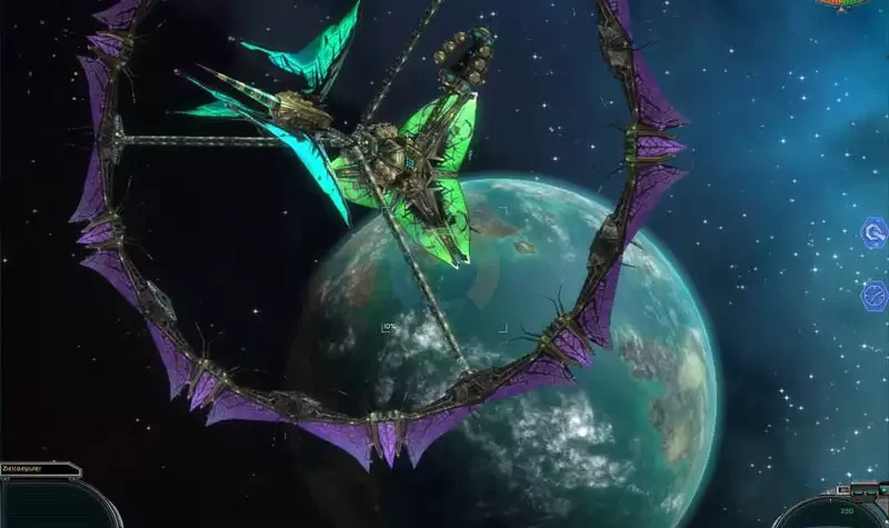 Космический корабль на орбите планеты в игре DarkStar One