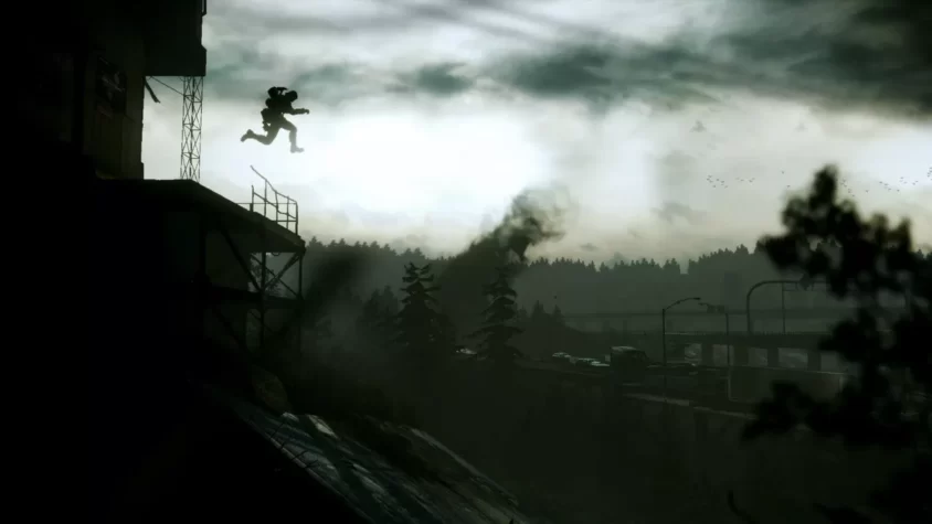 Герой смотрит на разрушенный город в Deadlight