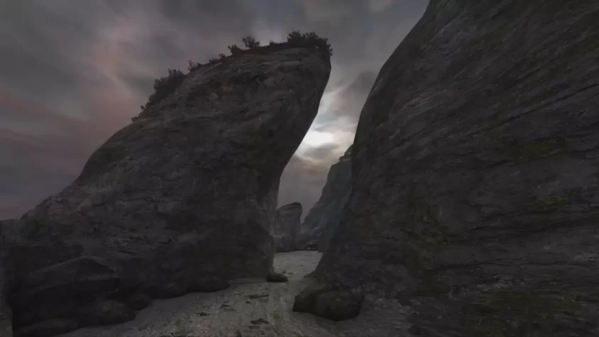 Древние скалы на побережье в игре Dear Esther