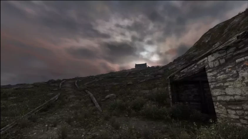Скалы на горизонте, небо сгустилось в игре Dear Esther