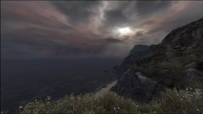 Грот с водопадом в игре Dear Esther