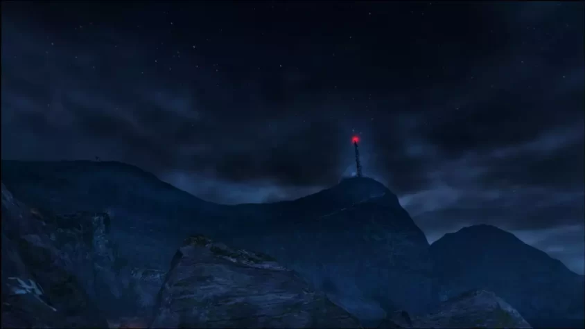 Космическое небо над горой в игре Dear Esther