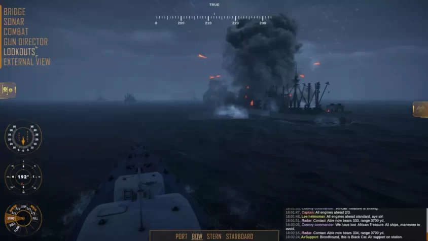 Процесс стрельбы с корабля в Destroyer: The U-Boat Hunter