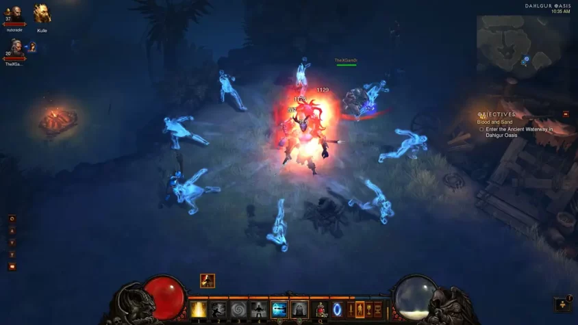 Персонаж сражается с призраками в Diablo III