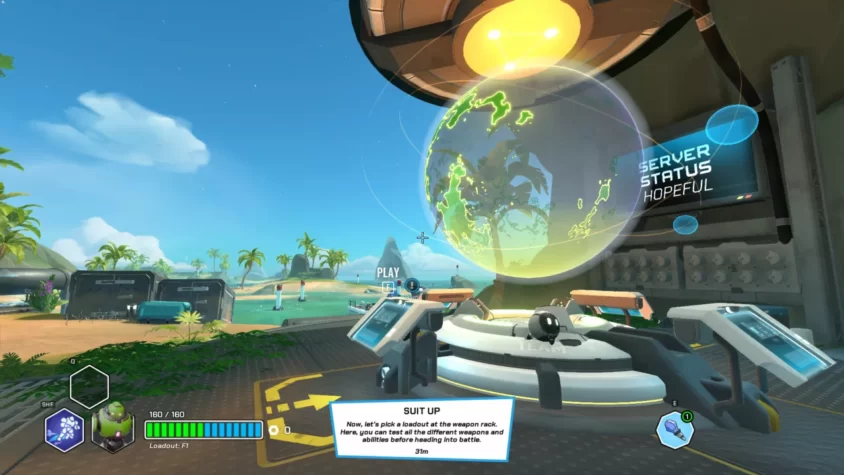 Главное меню игры Diabotical Rogue с состоянием серверов