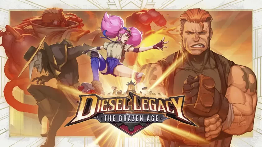 Diesel Legacy: The Brazen Age - Обложка игры Обложка игры Diesel Legacy: The Brazen Age, с персонажами и яркими эффектами