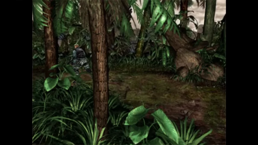 Персонаж на тропическом уровне в Dino Crisis 2