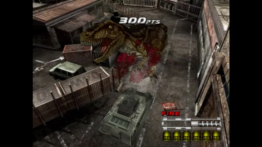 Стрельба по динозавру из танка в Dino Crisis 2