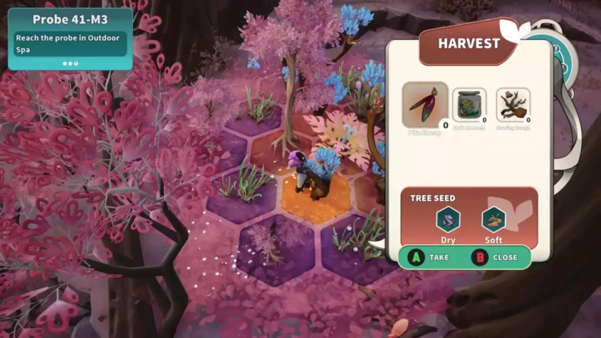 Игра Distant Bloom: исследователь взаимодействует с природой