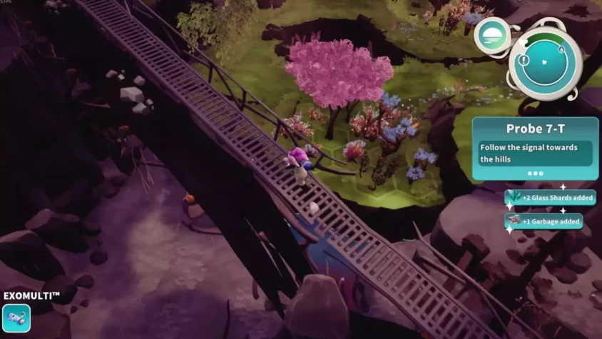 Игра Distant Bloom: исследователь на мосту