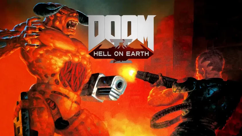Doom II: Hell on Earth — крушение ада на Земле Обложка игры Doom II: Hell on Earth — мрак и хаос в лучшем виде