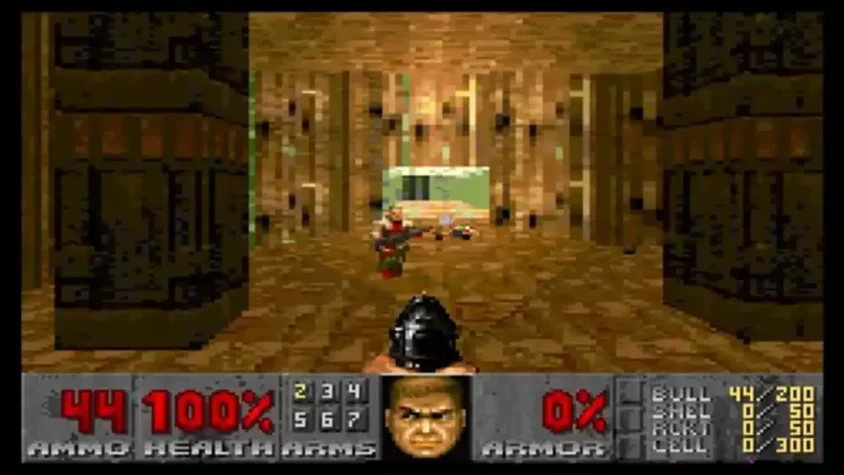 Перестрелка в Doom II: Hell on Earth с демоном в фокусе