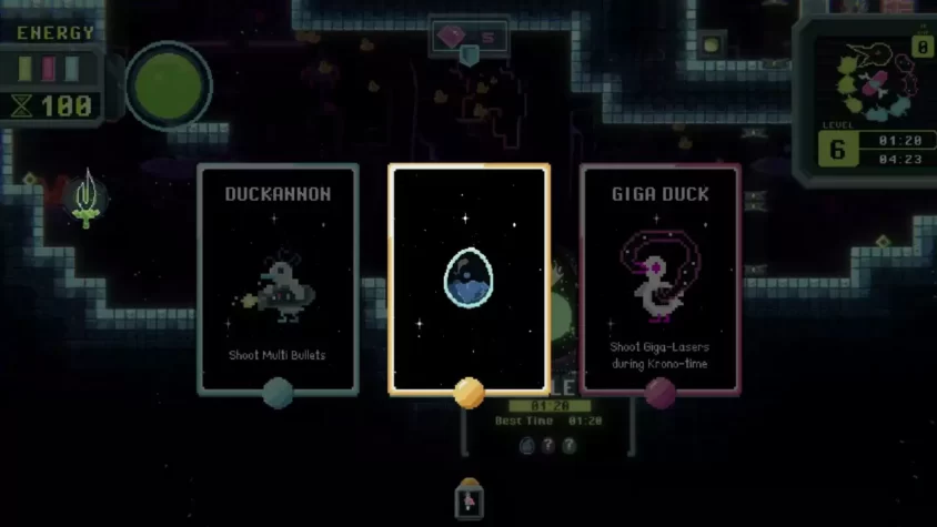 Геймплей Duck Paradox с яркими цветами и персонажем в фантастическом мире