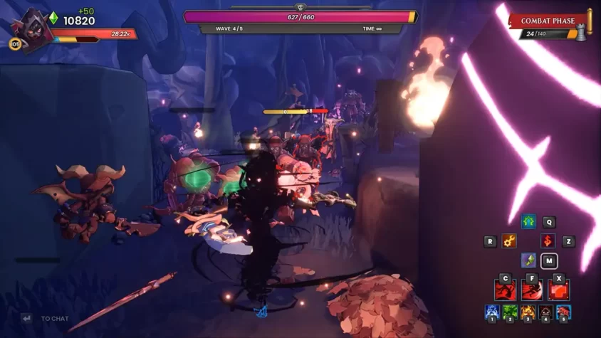 Скриншот отряда, защищающего свою крепость в Dungeon Defenders: Awakened