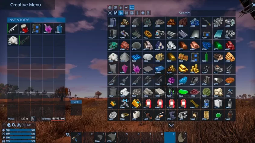 Меню инвентаря в Empyrion: Galactic Survival