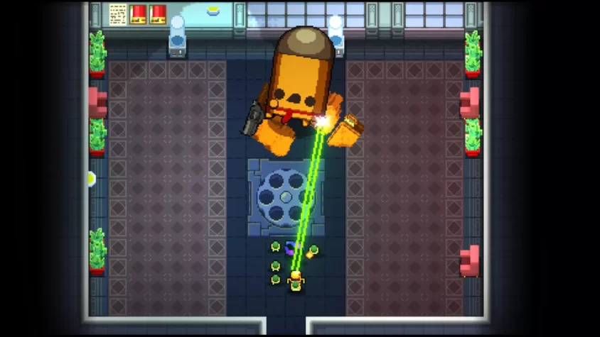 Мощный электрический эффект в игре Enter the Gungeon, создающий хаос на экране
