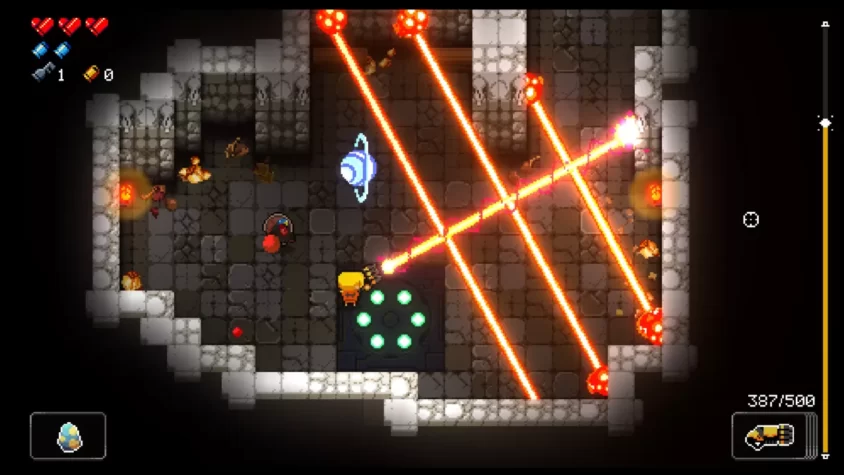 Гигантский враг с лазерным оружием в игре Enter the Gungeon