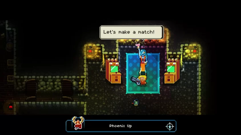 Игровой момент с множеством лазеров, исходящих от врагов в Enter the Gungeon