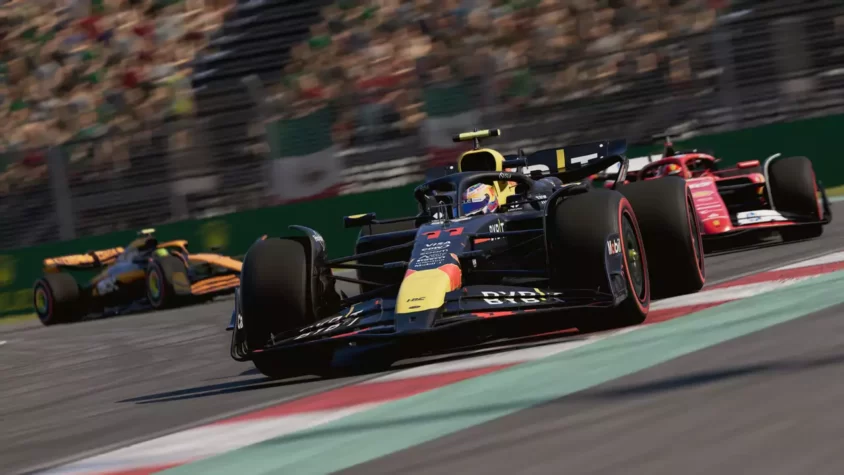 Гонка на трассе с машиной Red Bull в игре F1 24