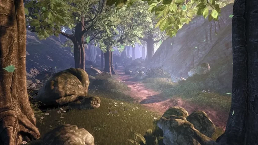 Лесная тропинка с камнями и деревьями в Fable II