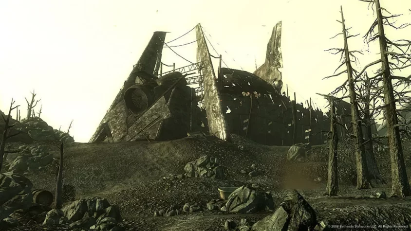 Разрушенная постъядерная станция или сооружение в Fallout 3