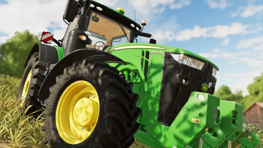 Вид на трактор в игре Farming Simulator 19