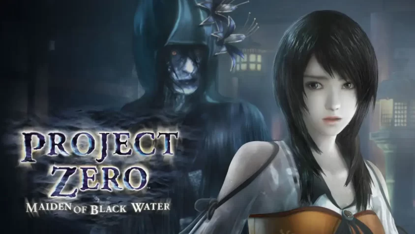 Fatal Frame: Maiden of Black Water - Обложка игры Обложка игры Fatal Frame: Maiden of Black Water с изображением женщины и приведения на фоне туманного леса