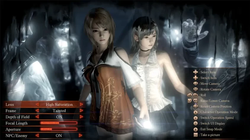 Игровой процесс Fatal Frame: Maiden of Black Water, настройка камеры с параметрами
