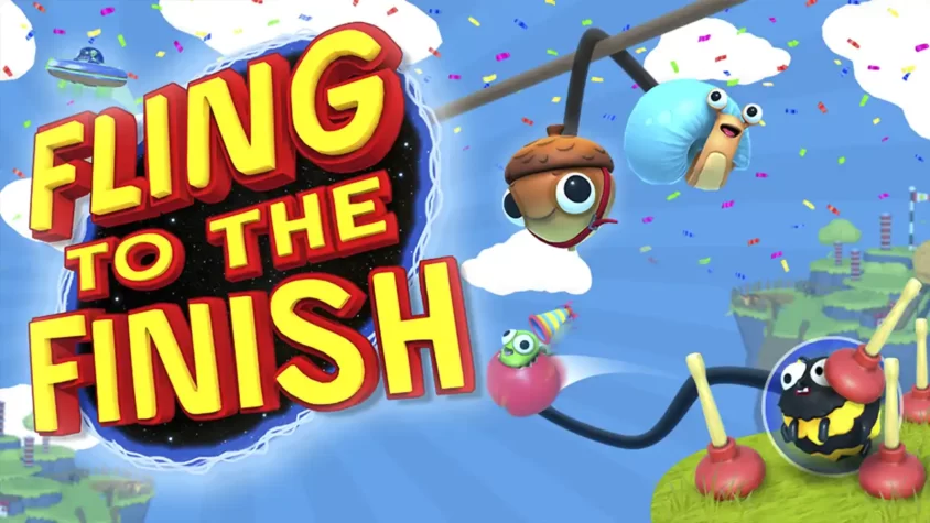 Обложка игры Fling to the Finish с забавными персонажами, которые явно не могут удержаться на ногах