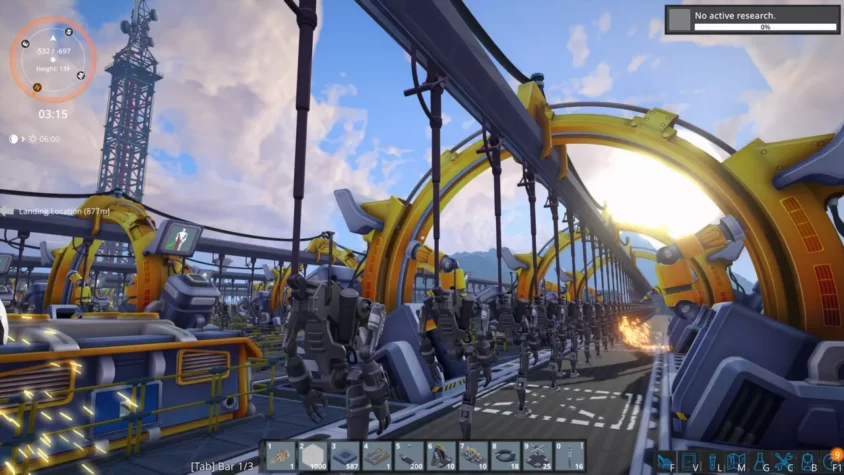 Робот с предупреждением в игре Foundry