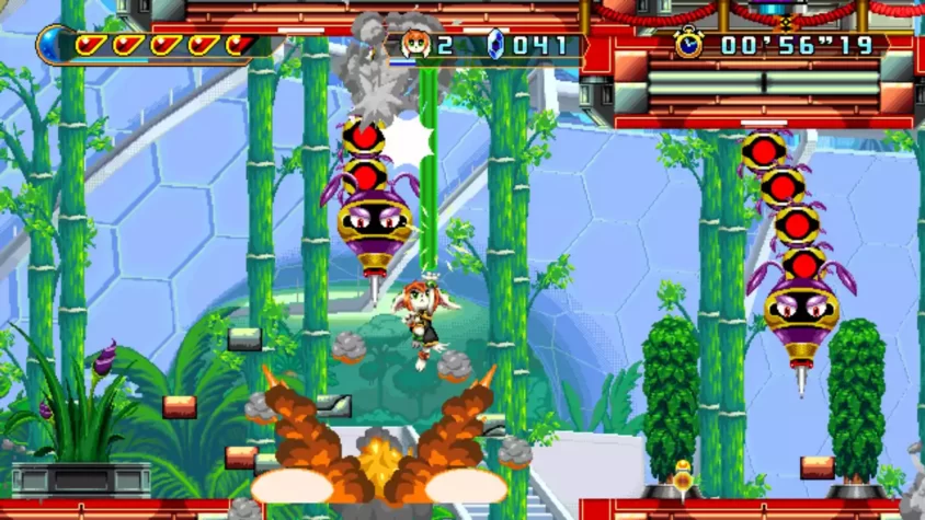 Персонаж, сражающийся с боссом в Freedom Planet 2