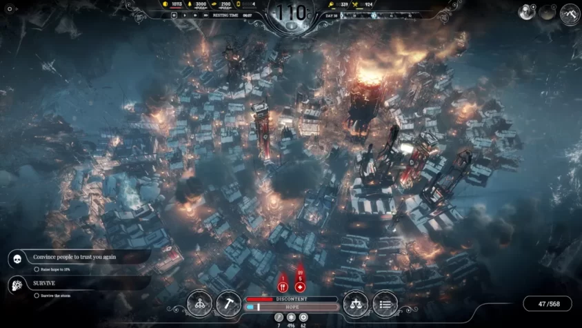 Образ города в Frostpunk во время катастрофы