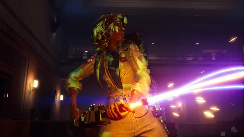 Персонаж с оружием в игре Ghostbusters: Spirits Unleashed