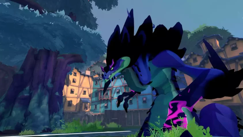 Фрог и персонаж с мечом сражаются в подземелье Gigantic: Rampage Edition