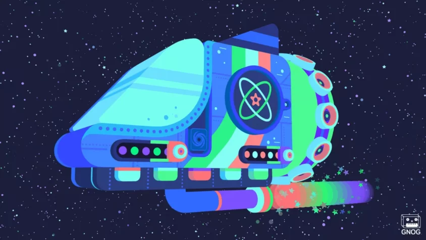 Главный экран игры GNOG с цветным логотипом и мультяшными элементами