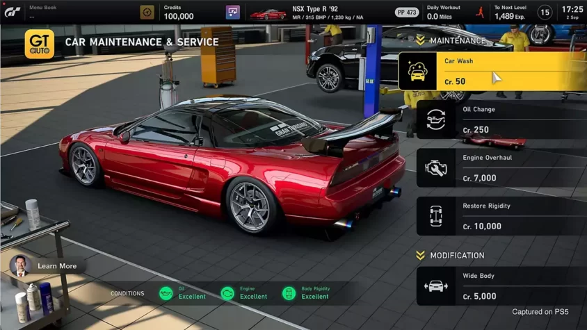 Обслуживание автомобиля в Gran Turismo 7