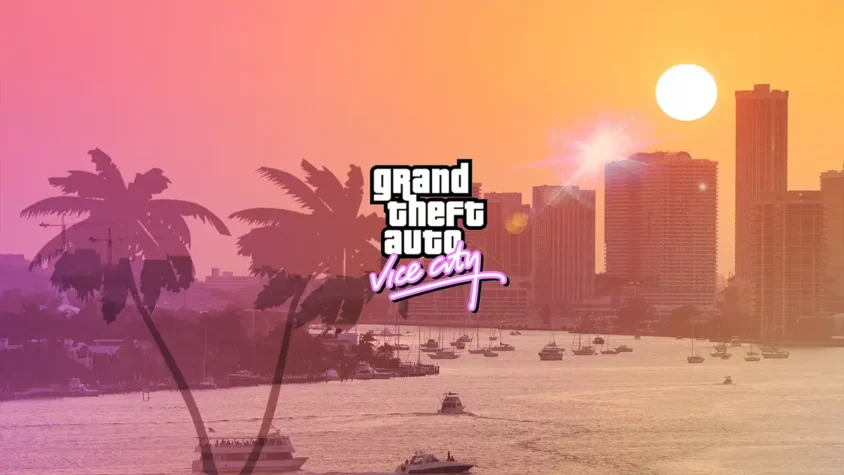 Grand Theft Auto: Vice City — Обложка Ковер игры, красиво выполненный в стиле 80-х