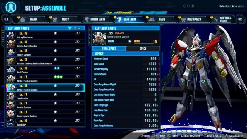 Выбор деталей и сборка робота в Gundam Breaker 4