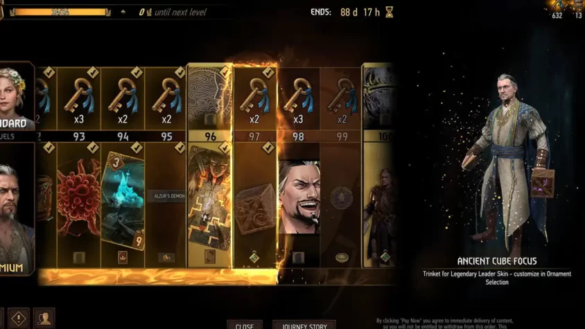 Экран прокачки в GWENT