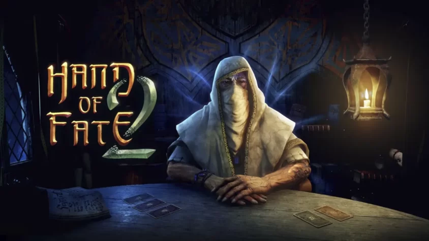 Hand of Fate 2 — предсказание судьбы с мистической атмосферой Обложка игры Hand of Fate 2, где загадочный старец сидит за столом с картами и предсказывает судьбу