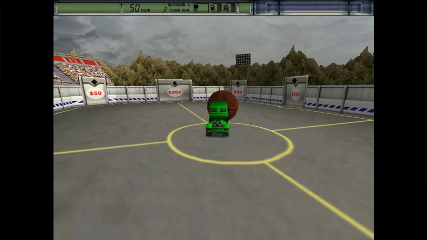 Горящий фургон и карта в игре Hard Truck 2: King of the Road