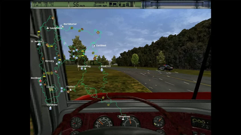Полиция на хвосте грузовика в Hard Truck 2: King of the Road