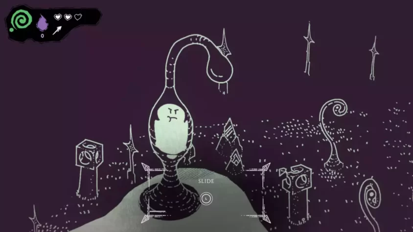 Фигуры и таинственные существа окружают героя игры Hauntii, создавая атмосферу неопределенности