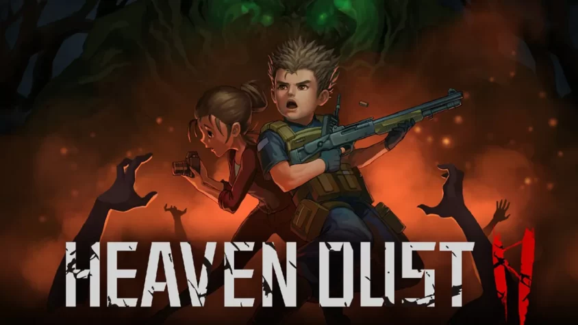 Обложка Heaven Dust 2 Обложка игры Heaven Dust 2, на которой два героя с оружием, стоящие на фоне зомби