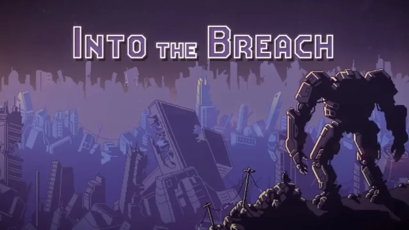 Into the Breach Обложка игры 'Into the Breach', гигантский мех на фоне разрушенного города