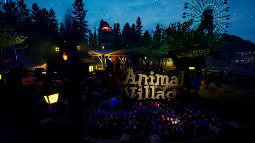 Вывеска 'Animal Village' в парке